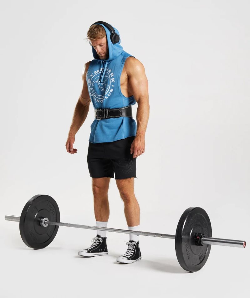 Men's Gymshark Legacy Drop Arm Hoodie Blue | CA 53N70A